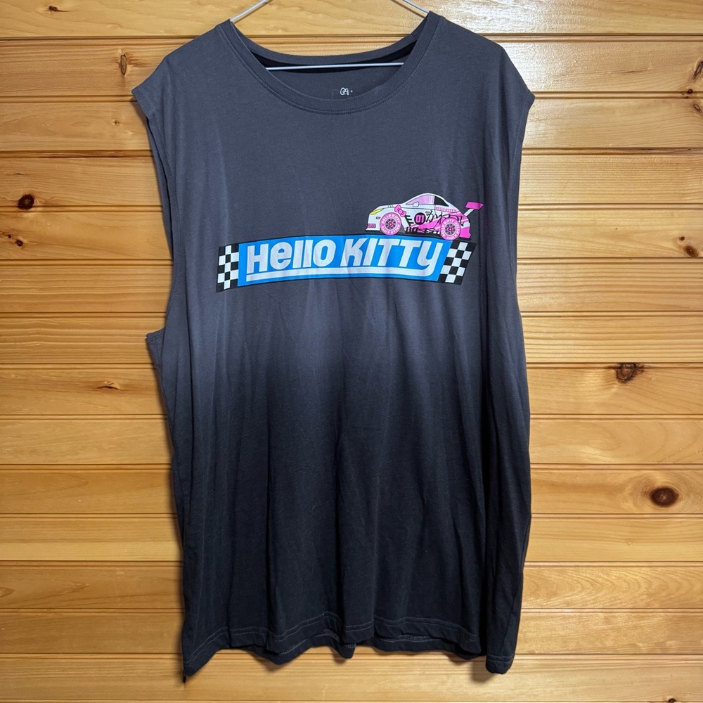 Hello Kitty Tokyo Speed Racing Black Ombre Adult Tank Top XL